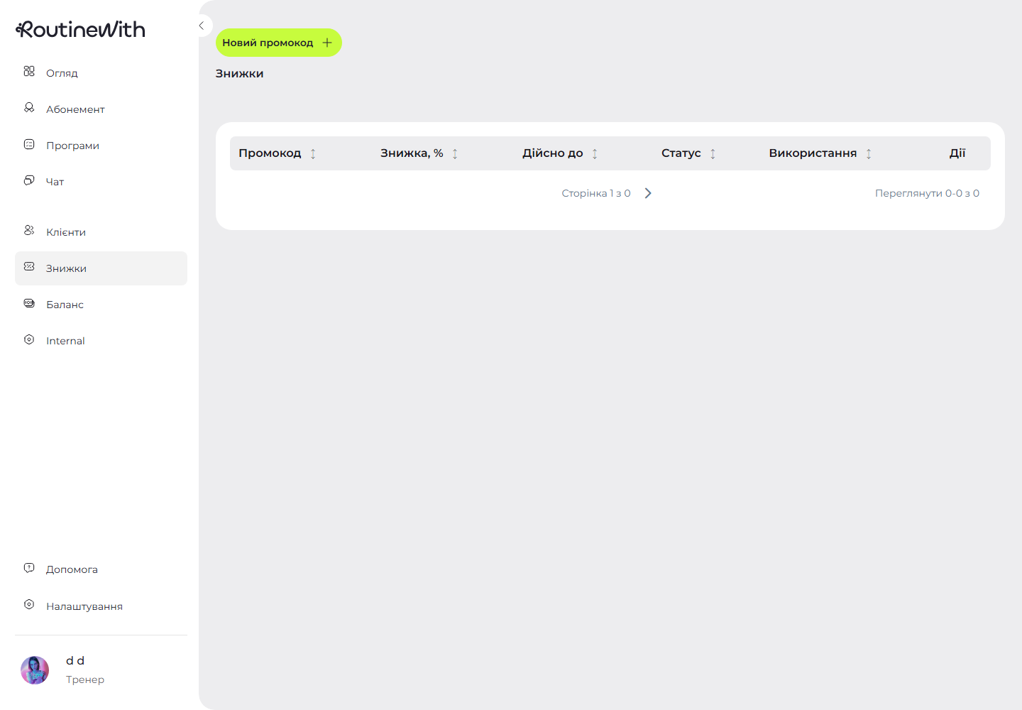 RoutineWith MVP discounts screen